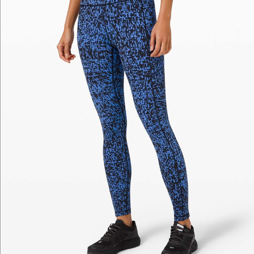 Lululemon Speed Up Tight Urban Block Wild Bluebell Black